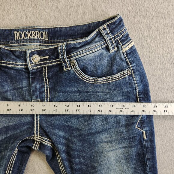 Rock And Roll Cowgirl Jeans Womens 30 Riding Bootcut Heavy Stitching Ranch - Picture 11 of 16